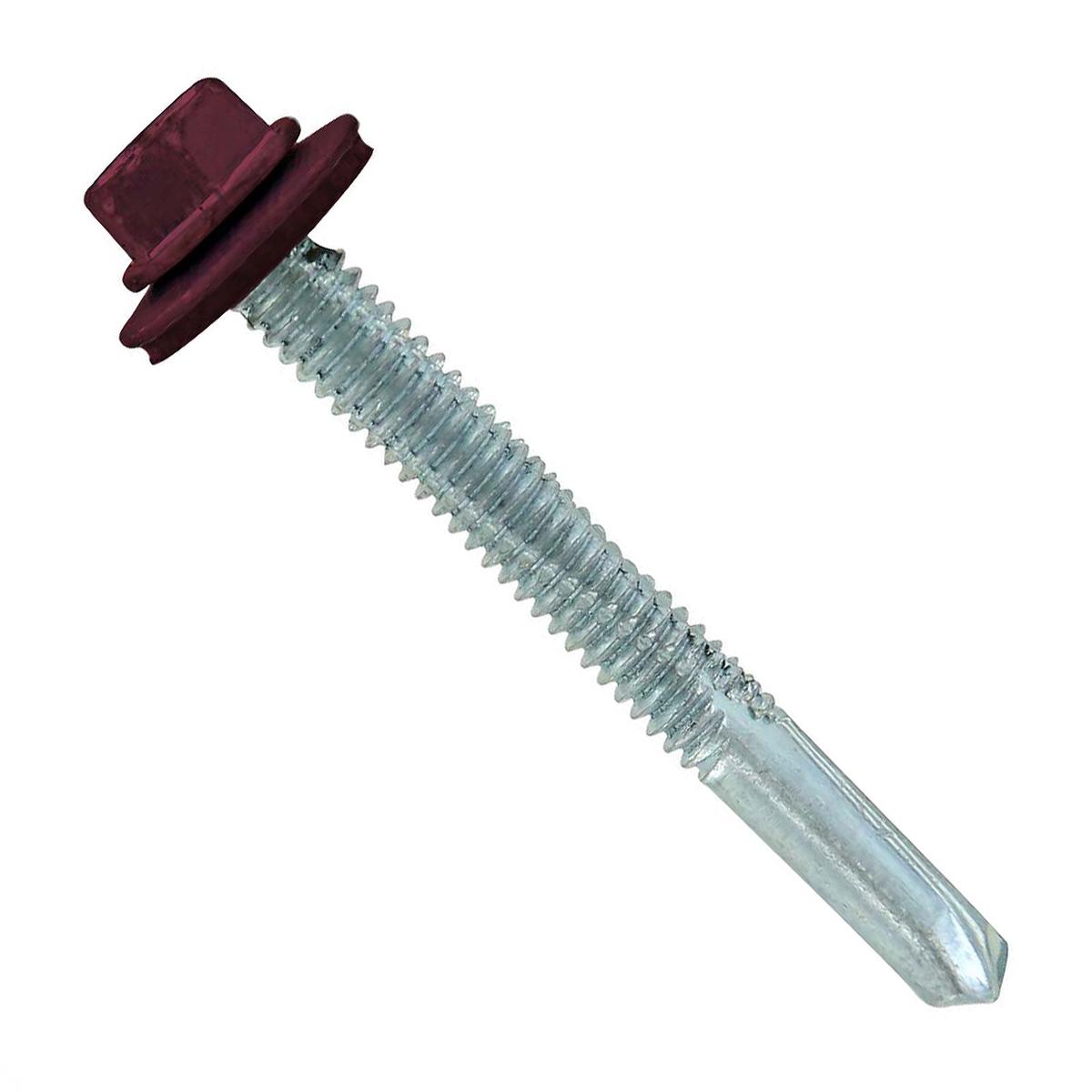 ST Fastening #12 x 2" Self-Drilling HG Steelbinder Metal Roofing Screw, Hex-Washer Head - Burgundy | Qty. 72,000 (Pallet)