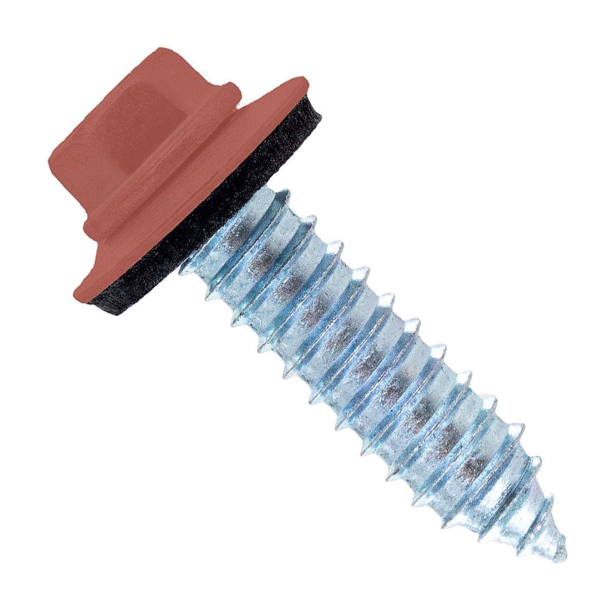 ST Fastening #17 x 1" Tapping Steelbinder Metal Roofing Screw, Hex-Washer Head - Rustic Red | Qty. 2,500 (Carton)
