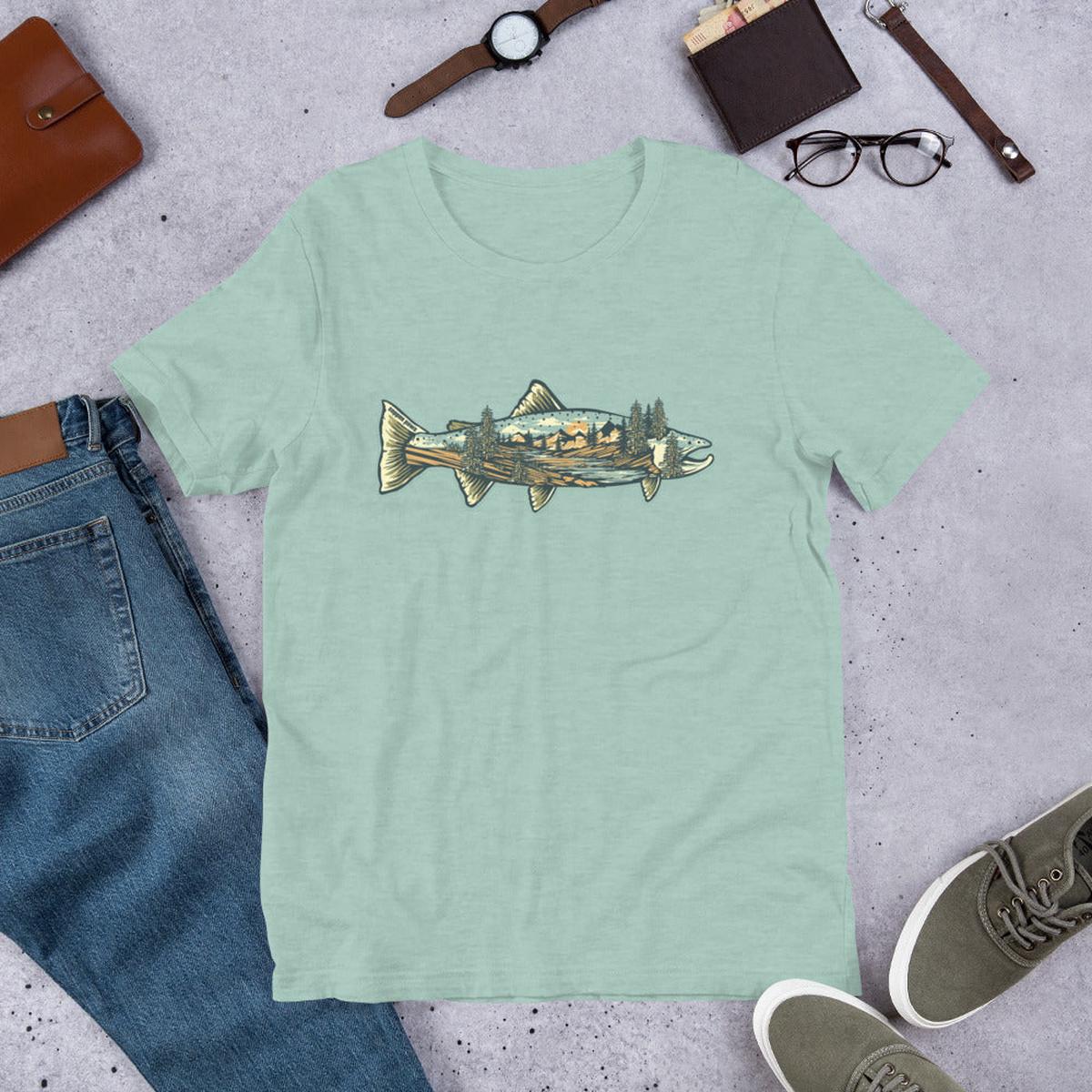 River Trout Tee - Heather Prism Dusty Blue | 2XL