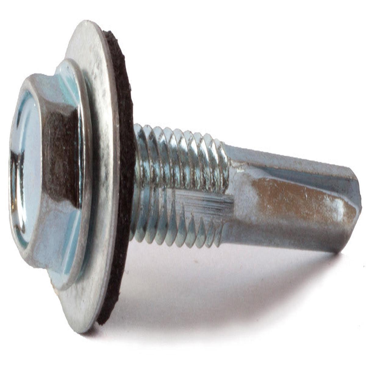 12-24 x 2 Hex Washer Head Self Drilling Screw TEK 5 w/ Neo Washer Zinc Plated