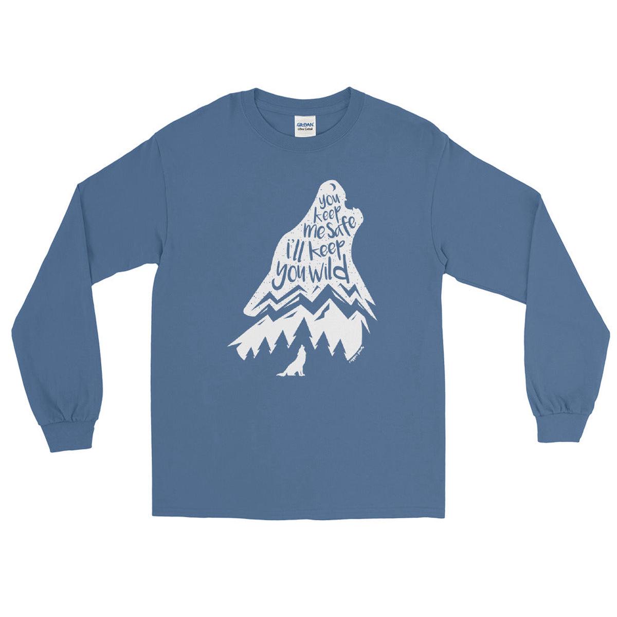 Wild Wolf Long Sleeve Shirt - Indigo Blue | XL