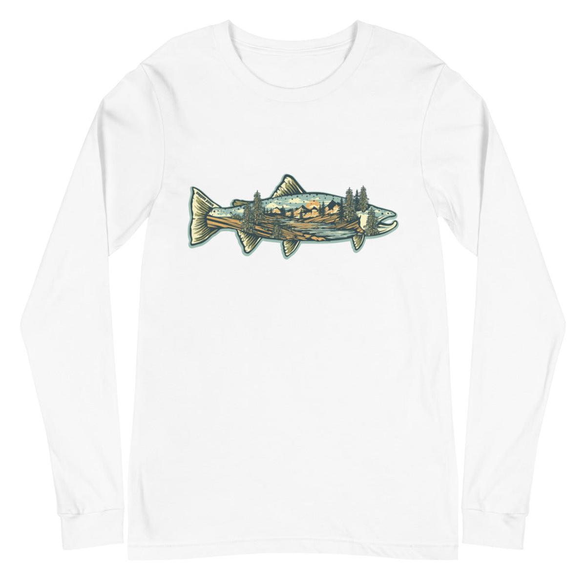 River Trout Long Sleeve Shirt - White | M