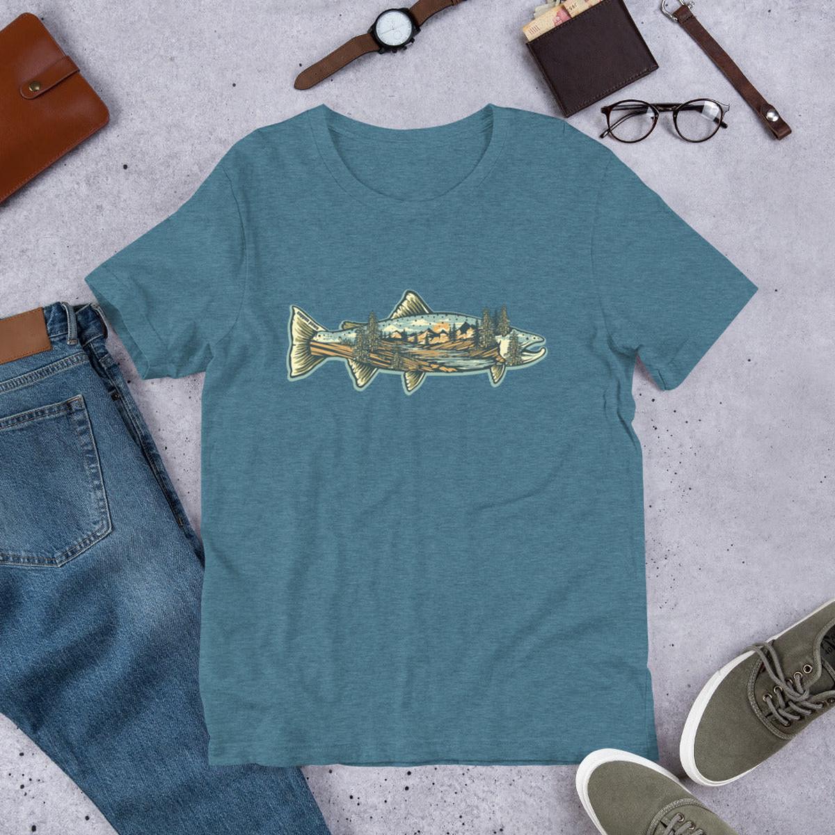 River Trout Tee - Heather Deep Teal | L