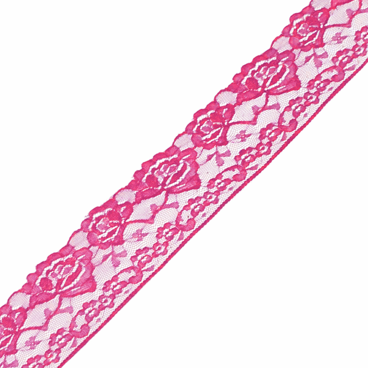 2.5" Rose Lace Trim - 10 Colours (By the Yard/Roll) - Roll (38 yards) | Hot Pink