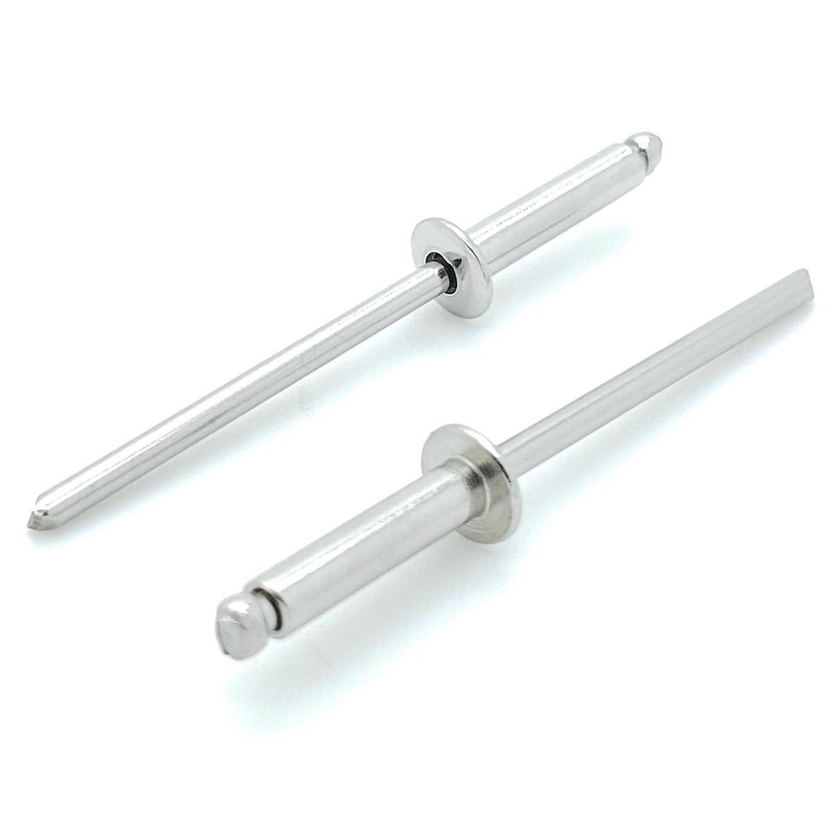 304 Stainless Steel Blind Rivets (#4-6) 1/8" Diameter x 3/8" Grip, 100 Qty (BCP166)
