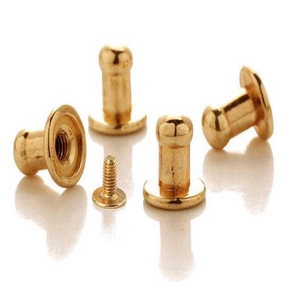 4mm Post / Button Stud Fasteners for Leather - Gold | 100pcs