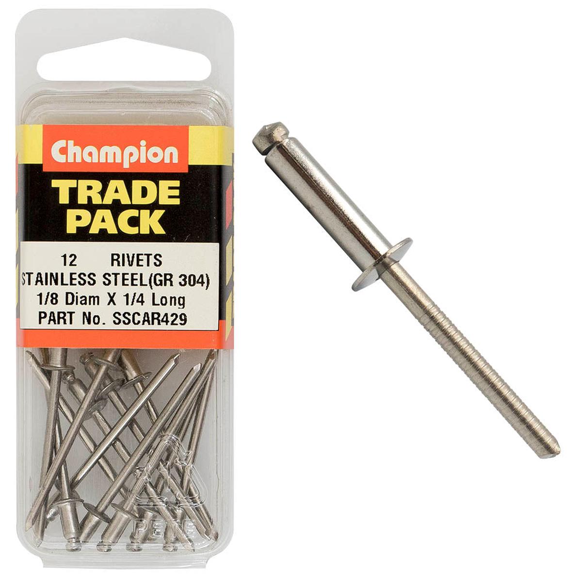 Champion - Blind Rivets-Stainless Steel-3.2x6.3mm-304/A2 | SSCAR429