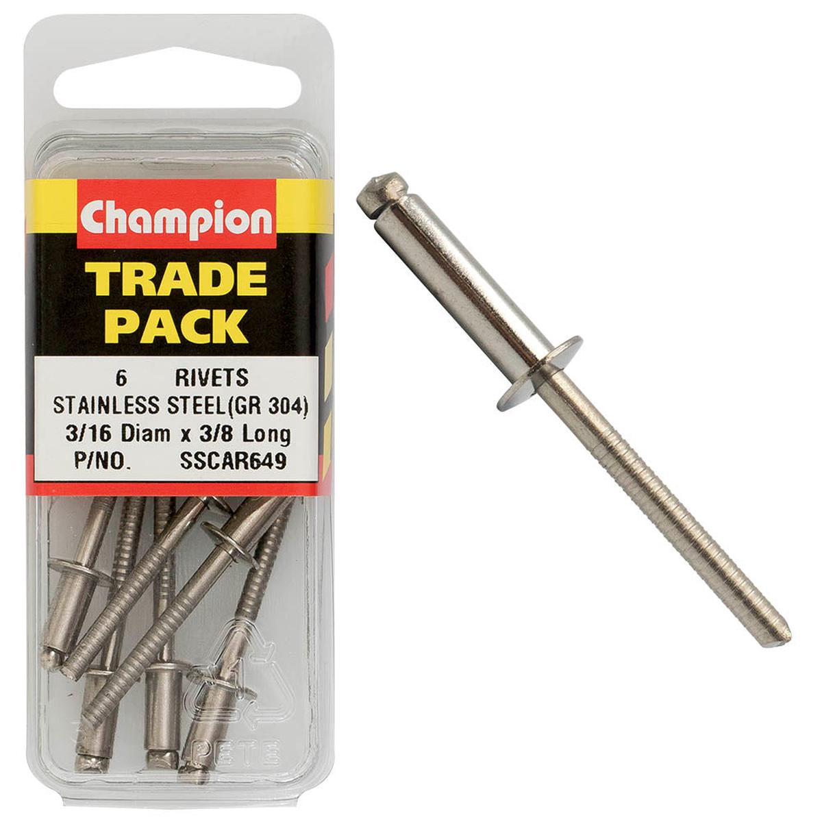 Champion - Blind Rivets-Stainless Steel-5x9.9mm-304/A2 | SSCAR649