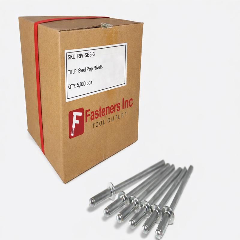 POP Rivets ALL Steel 6-3 3/16" x 3/16" Grip Range Zinc Plated SB6-3