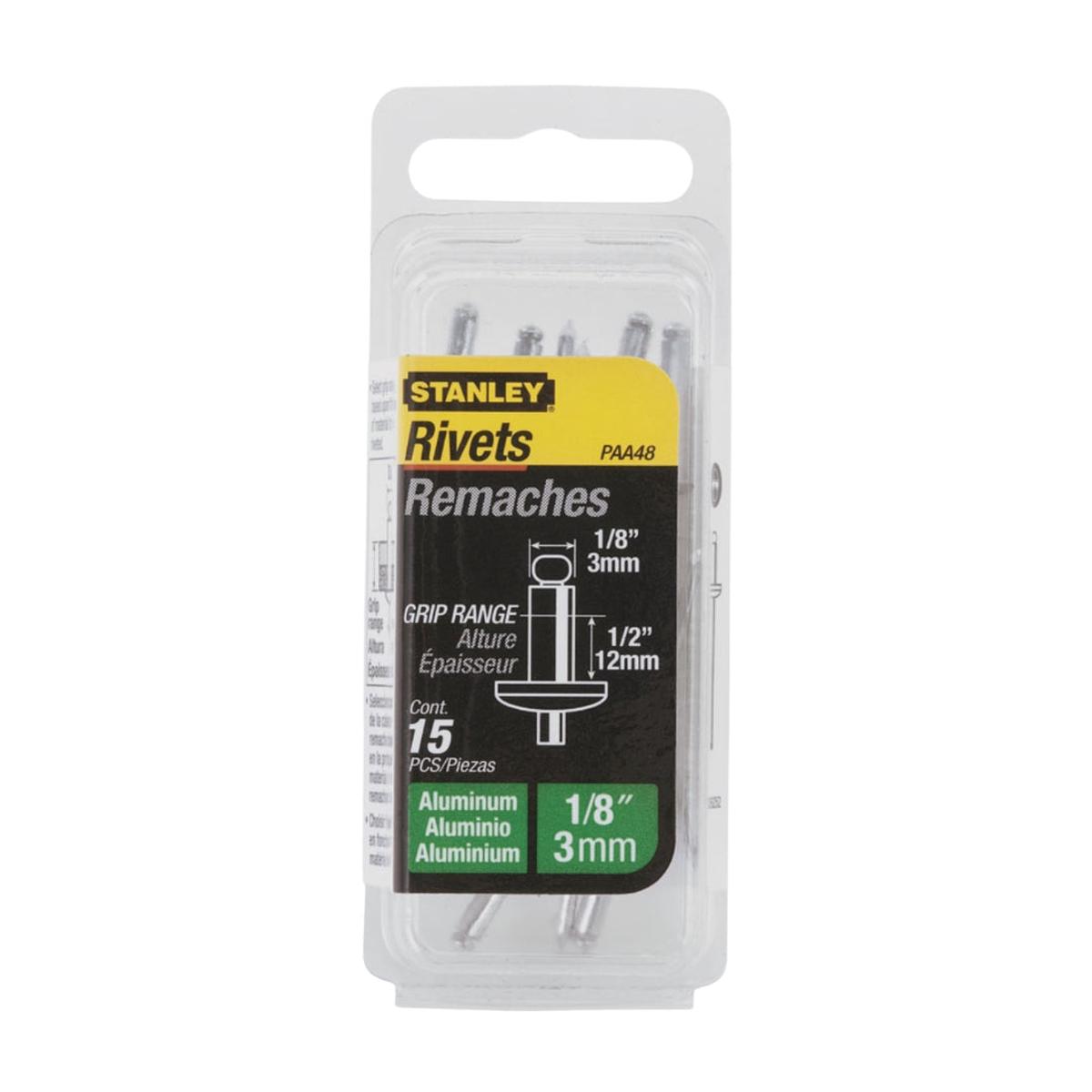 Stanley | Aluminium Rivets 3mm x 12mm (15 Pack)