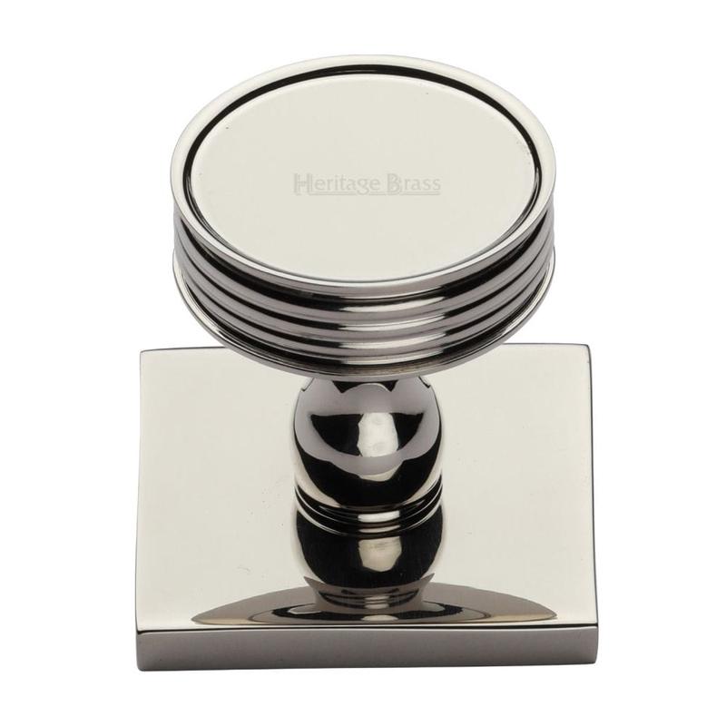 Heritage Brass - Cabinet Knob Venetian Design with Square Backplate 32mm Polished Ni